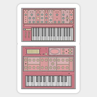 Red Retro Synthesizer Sticker